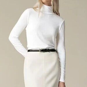 J. Crew Tissue Crepe Turtleneck in White Size Small